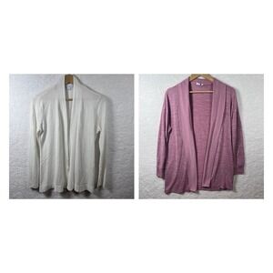 Women's Cardigan Sweater Bundle Lot Size L Liz Claiborne & Gap Open Front Pink W